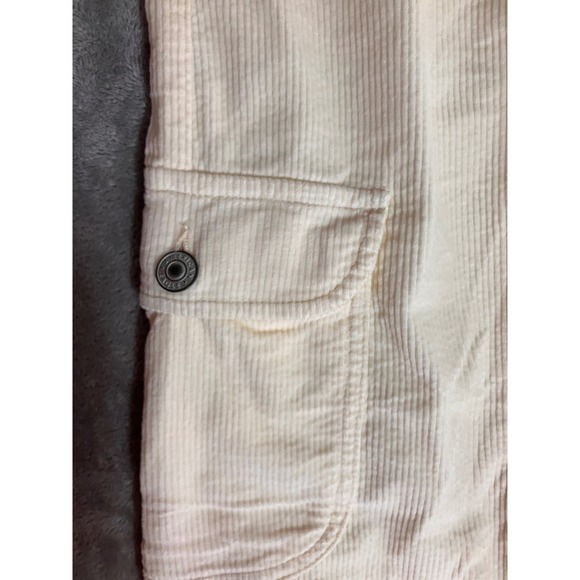 American Eagle Outfitters Cream Corduroy Baggy Wide Leg Cargo Pants Sz 0 Stretch - Picture 4 of 9